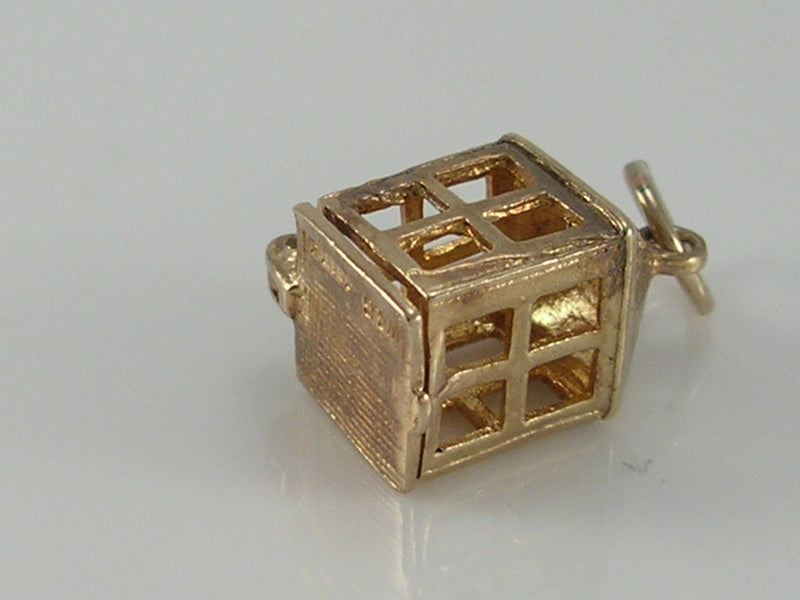 Vintage 3D 9ct Gold Candle in Lantern Charm H/MK 1960