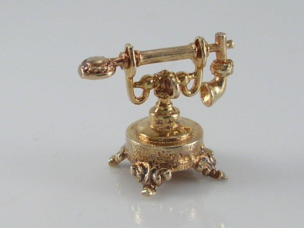 Vintage 3D 9ct Gold Nuvo Telephone Charm H/MK 1972