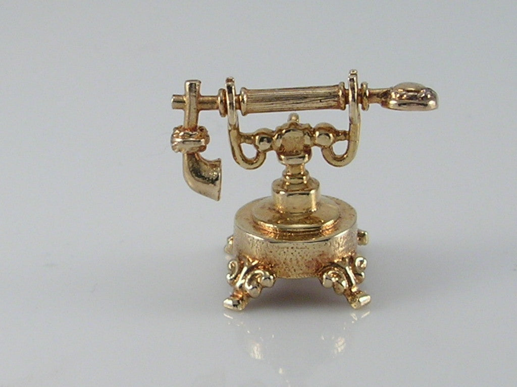 Vintage 3D 9ct Gold Nuvo Telephone Charm H/MK 1972