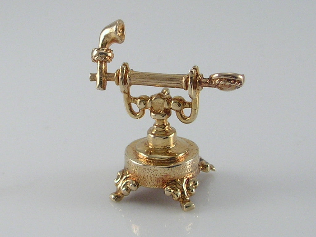 Vintage 3D 9ct Gold Nuvo Telephone Charm H/MK 1972