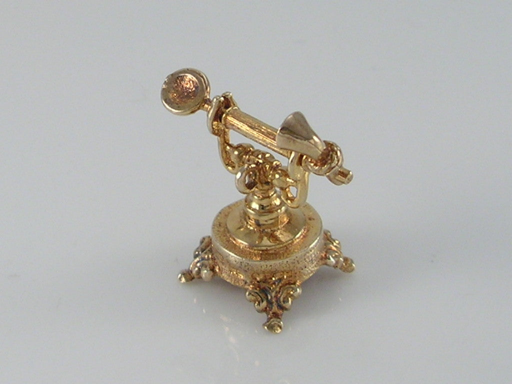 Vintage 3D 9ct Gold Nuvo Telephone Charm H/MK 1972