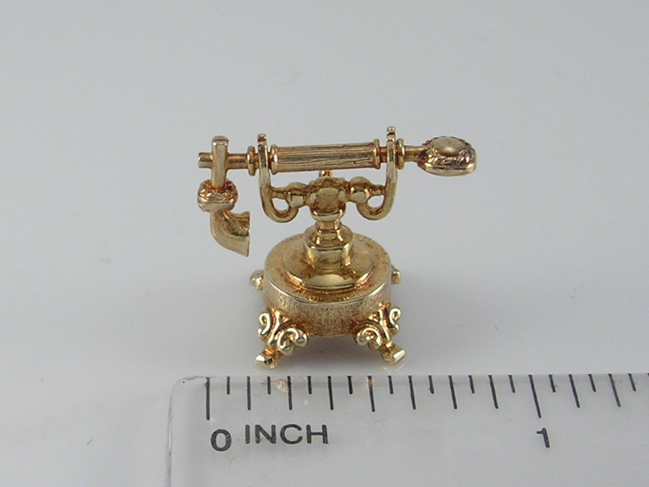 Vintage 3D 9ct Gold Nuvo Telephone Charm H/MK 1972