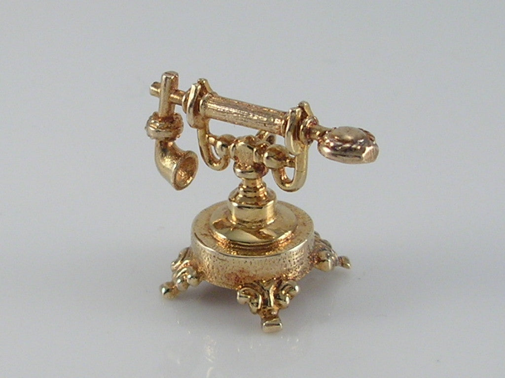 Vintage 3D 9ct Gold Nuvo Telephone Charm H/MK 1972