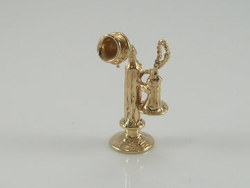 Vintage 9ct Gold Candlestick Telephone Charm