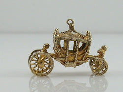 Vintage 3D 9ct Gold Royal Carriage Charm Movable  H/MK 1961