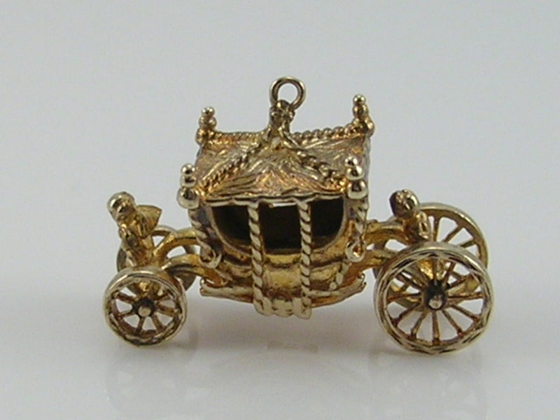 Vintage 3D 9ct Gold Royal Carriage Charm Movable  H/MK 1961