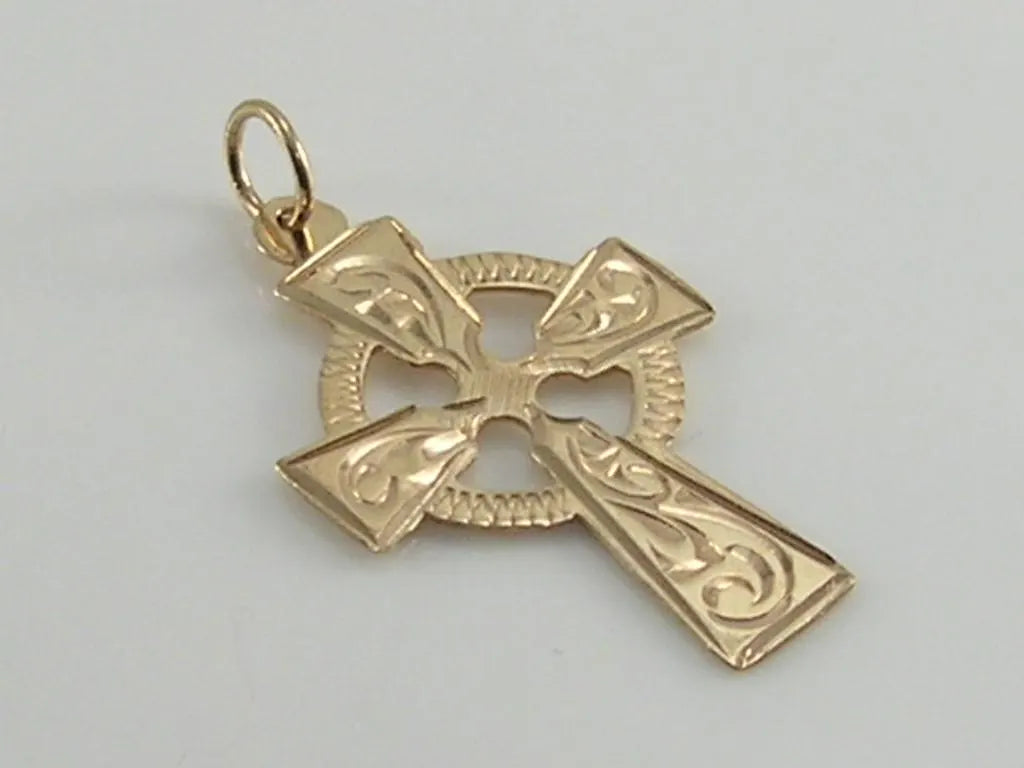 Vintage 9ct Gold Celtic Cross Charm Pendant H/MK 1990