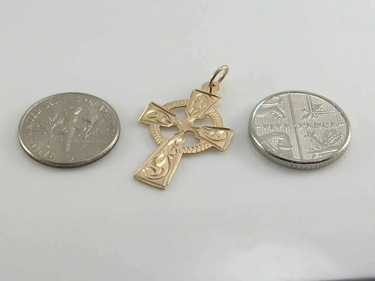 Vintage 9ct Gold Celtic Cross Charm Pendant H/MK 1990