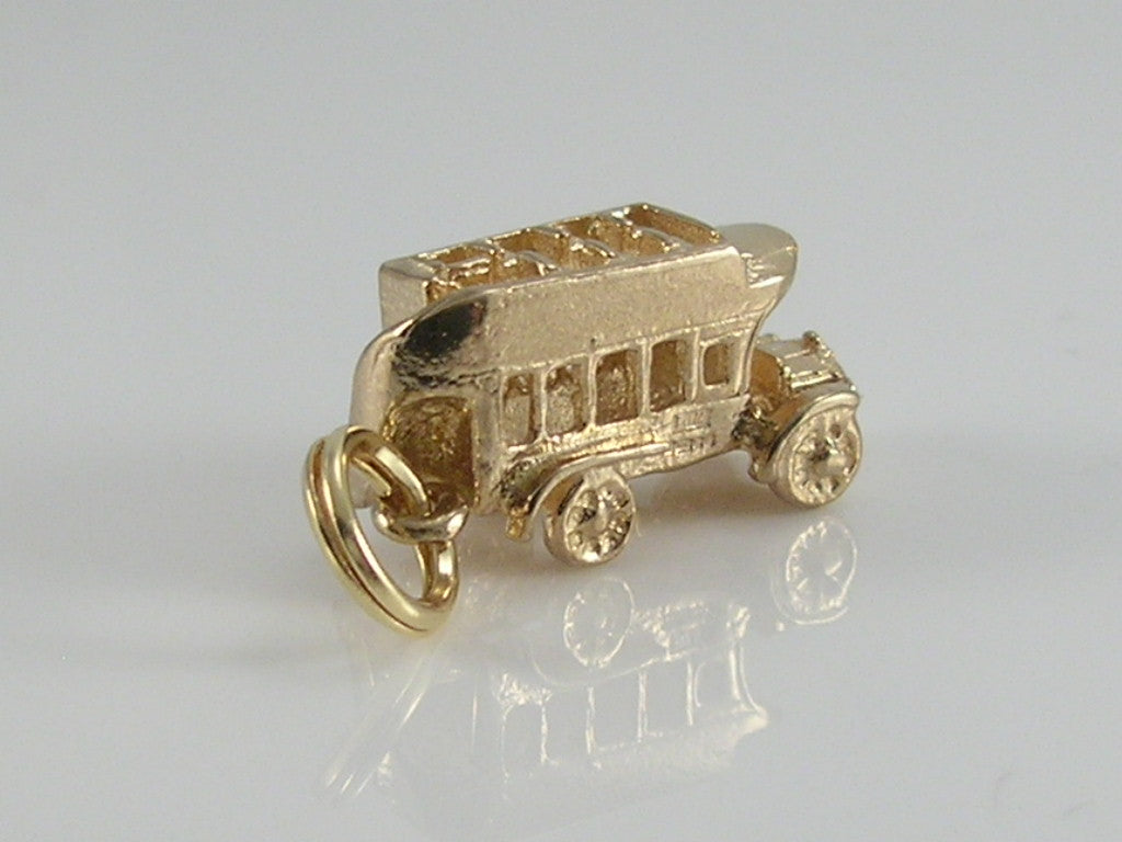 Vintage 9ct Gold Charabanc Bus Charm
