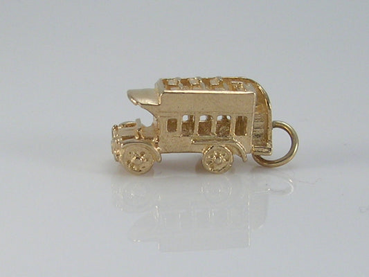 Vintage 9ct Gold Charabanc Bus Charm