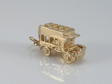 Vintage 9ct Gold Charabanc Bus Charm