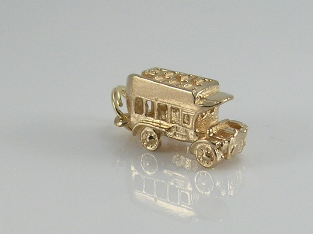 Vintage 9ct Gold Charabanc Bus Charm