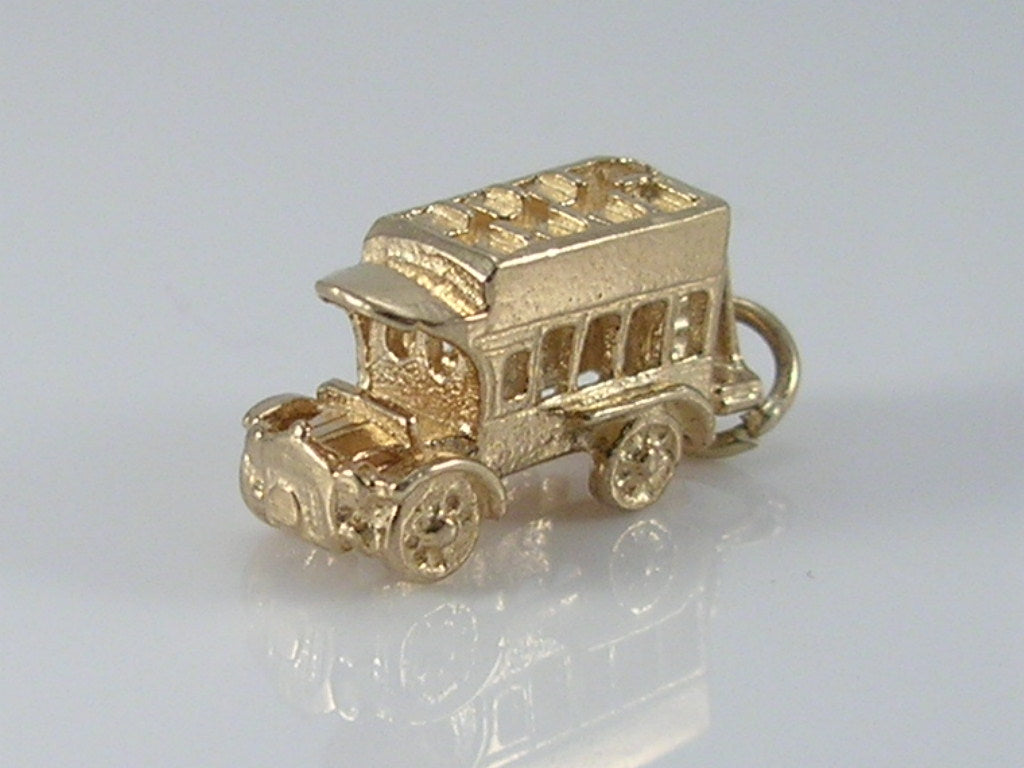 Vintage 9ct Gold Charabanc Bus Charm