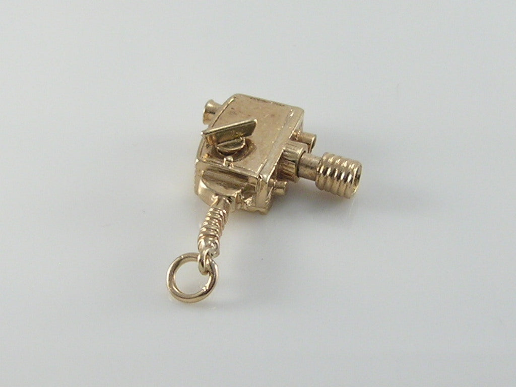 Vintage 9ct Gold Mechanical Film Cine Camera Charm H/MK 1963