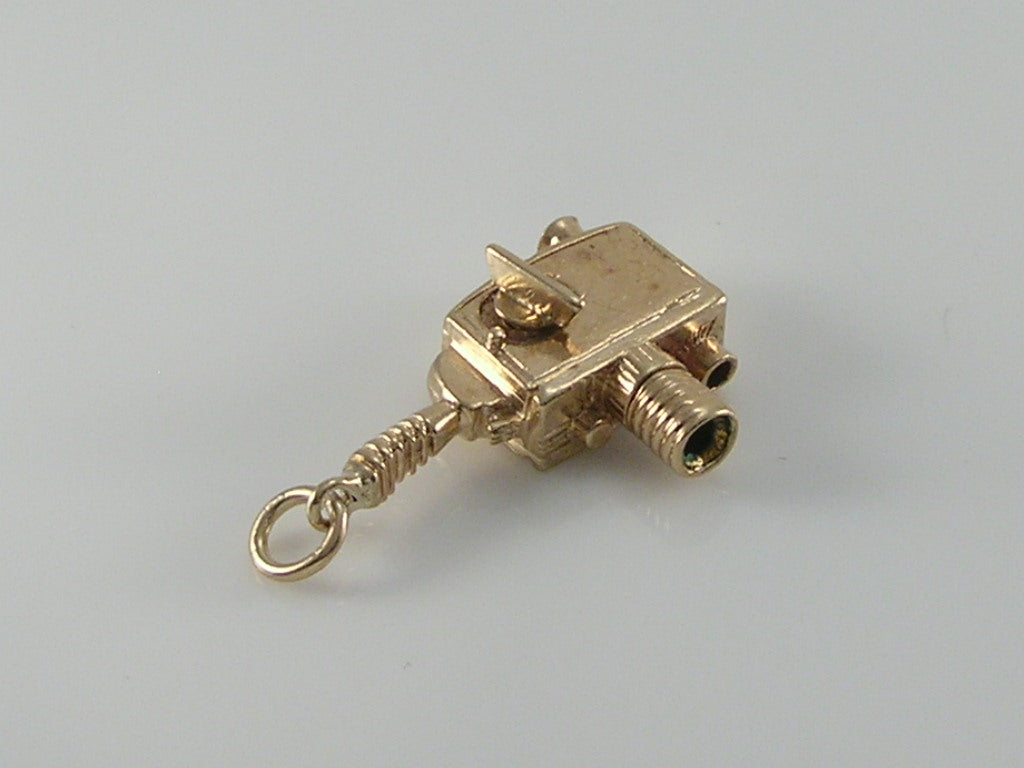 Vintage 9ct Gold Mechanical Film Cine Camera Charm H/MK 1963