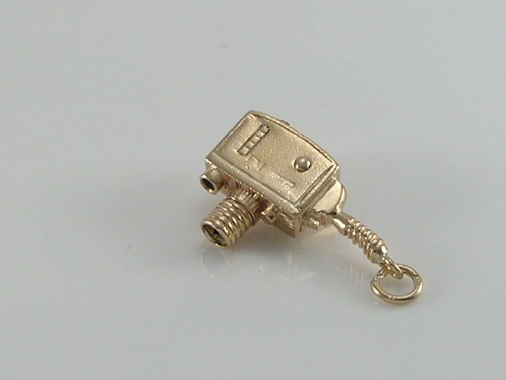 Vintage 9ct Gold Mechanical Film Cine Camera Charm H/MK 1963