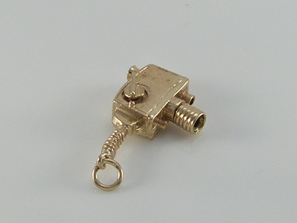 Vintage 9ct Gold Mechanical Film Cine Camera Charm H/MK 1963