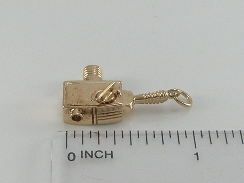 Vintage 9ct Gold Mechanical Film Cine Camera Charm H/MK 1963