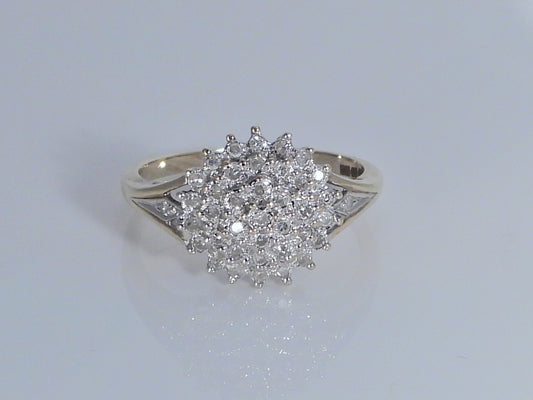 Vintage 9ct Gold Diamond Cluster Ring  H/MK