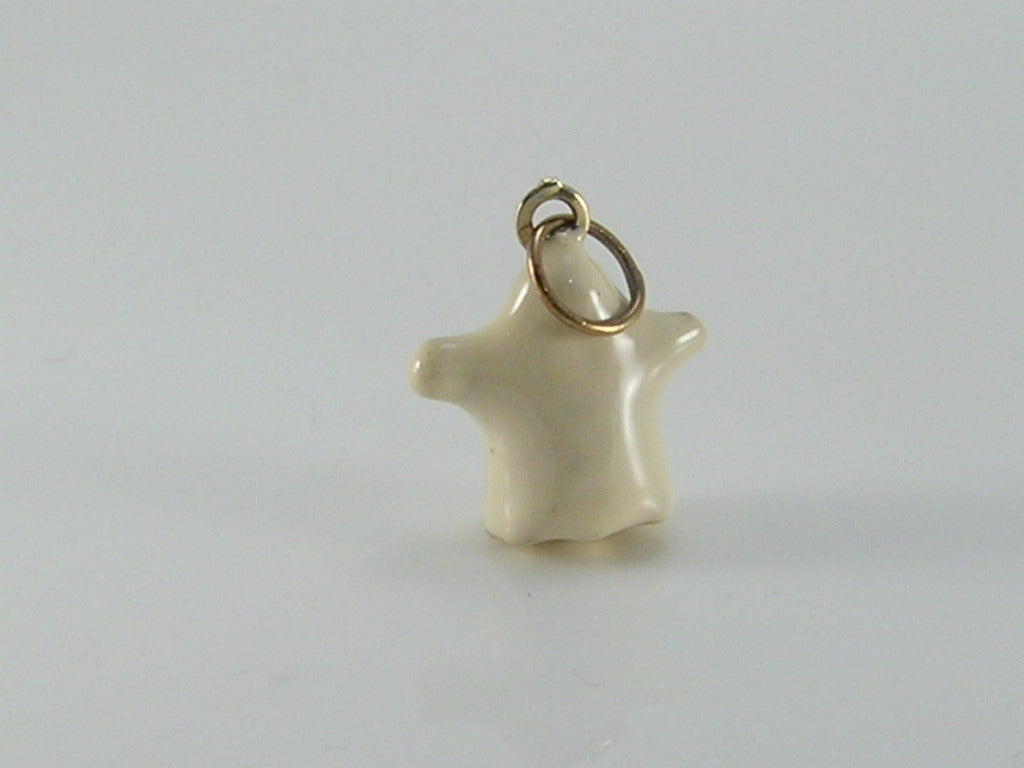 Vintage 9ct Gold Enamel  Happy Ghost Charm Pendant