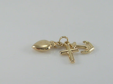Vintage 9ct Gold Faith, Hope & Charity Charm H/MK 1979