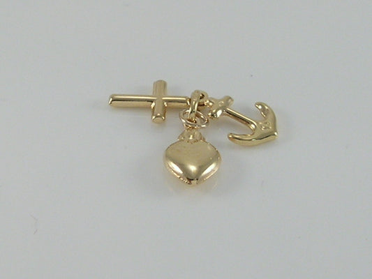 Vintage 9ct Gold Faith, Hope & Charity Charm H/MK 1979