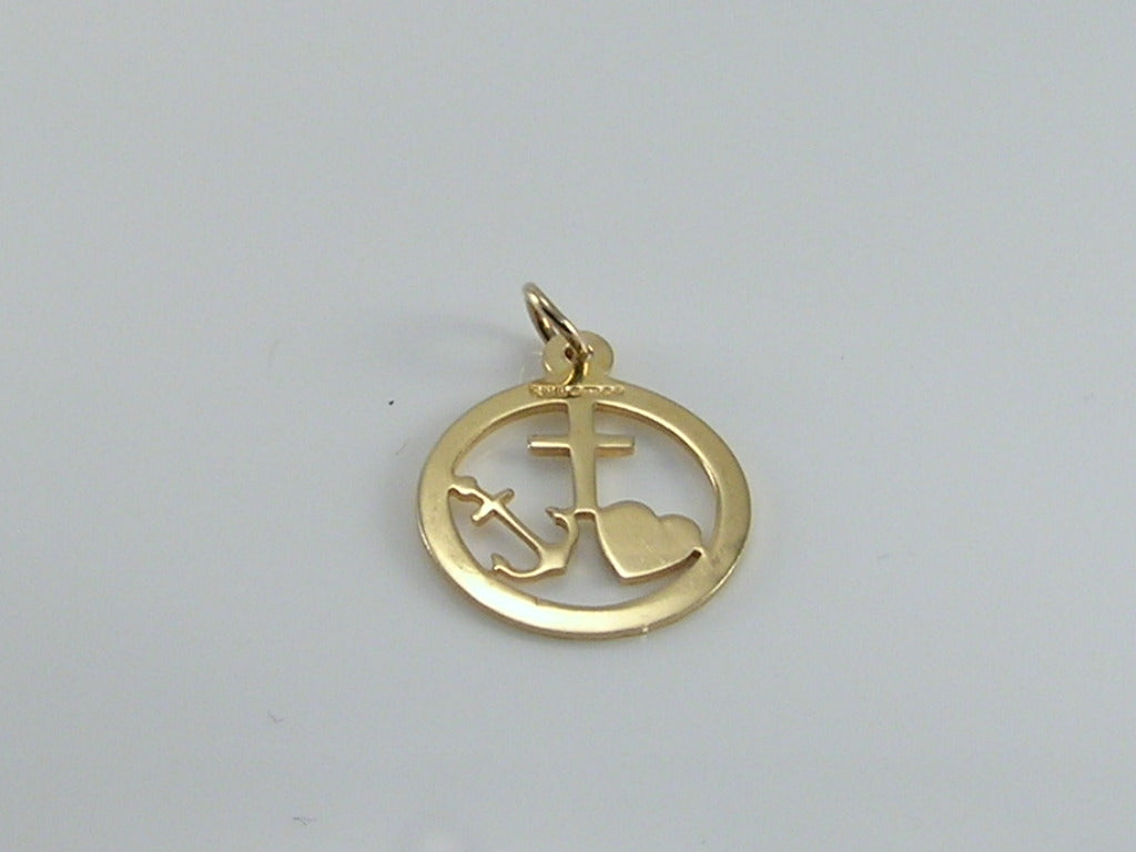 Vintage 9ct Gold Faith, Hope & Charity Charm H/MK 1986