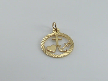 Vintage 9ct Gold Faith, Hope & Charity Charm H/MK 1986