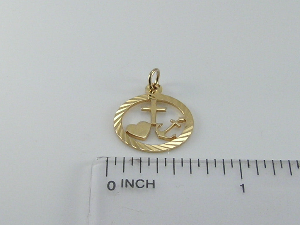 Vintage 9ct Gold Faith, Hope & Charity Charm H/MK 1986