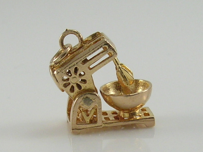 Vintage 3D 9ct Gold Food Mixer Charm Pendant Movable H/MK 1978