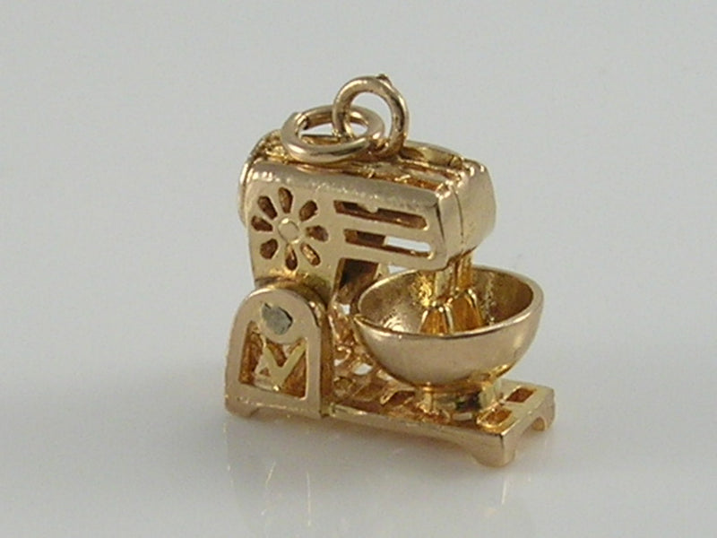 Vintage 3D 9ct Gold Food Mixer Charm Pendant Movable H/MK 1978