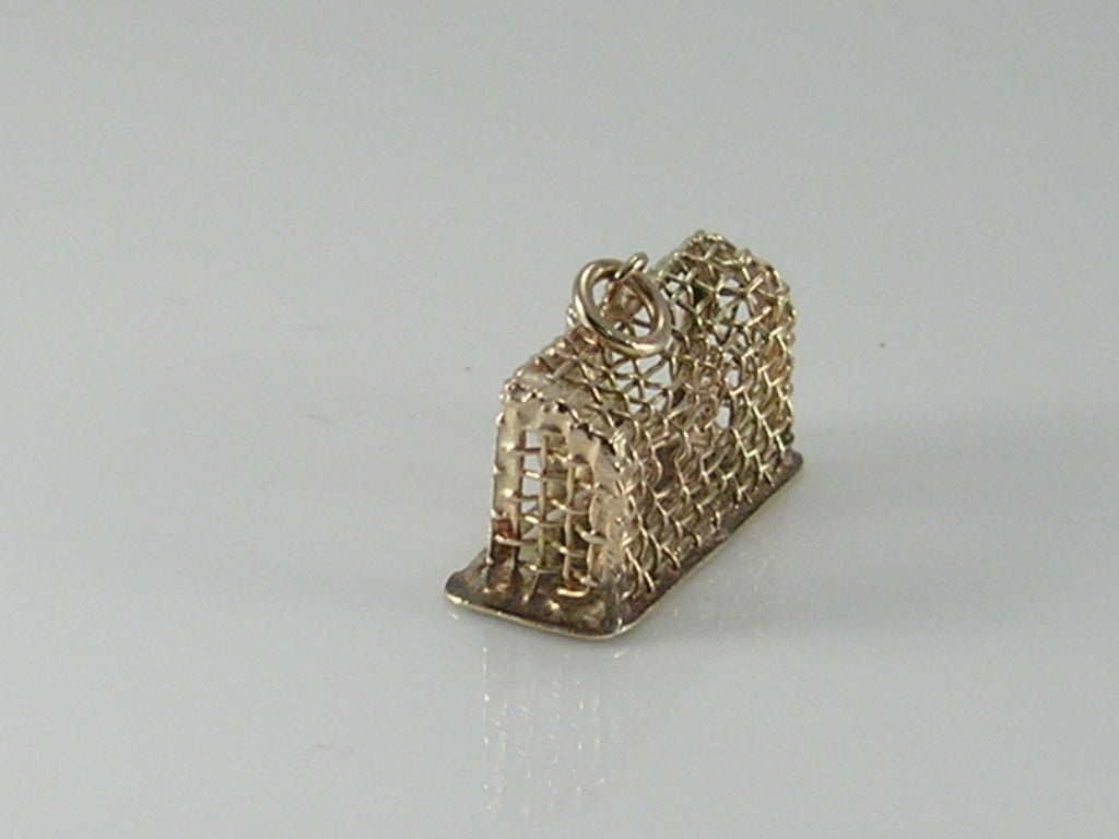 Vintage 3D 9ct Gold Goal Keeper Goal Net Charm H/MK 1954