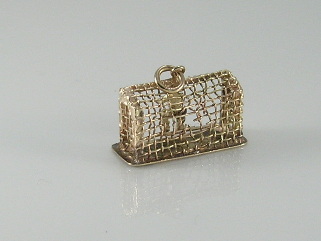 Vintage 3D 9ct Gold Goal Keeper Goal Net Charm H/MK 1954