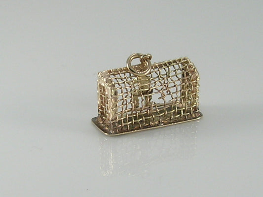 Vintage 3D 9ct Gold Goal Keeper Goal Net Charm H/MK 1954