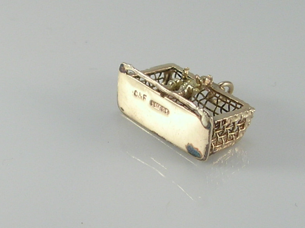 Vintage 3D 9ct Gold Goal Keeper Goal Net Charm H/MK 1954
