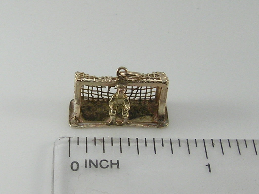 Vintage 3D 9ct Gold Goal Keeper Goal Net Charm H/MK 1954
