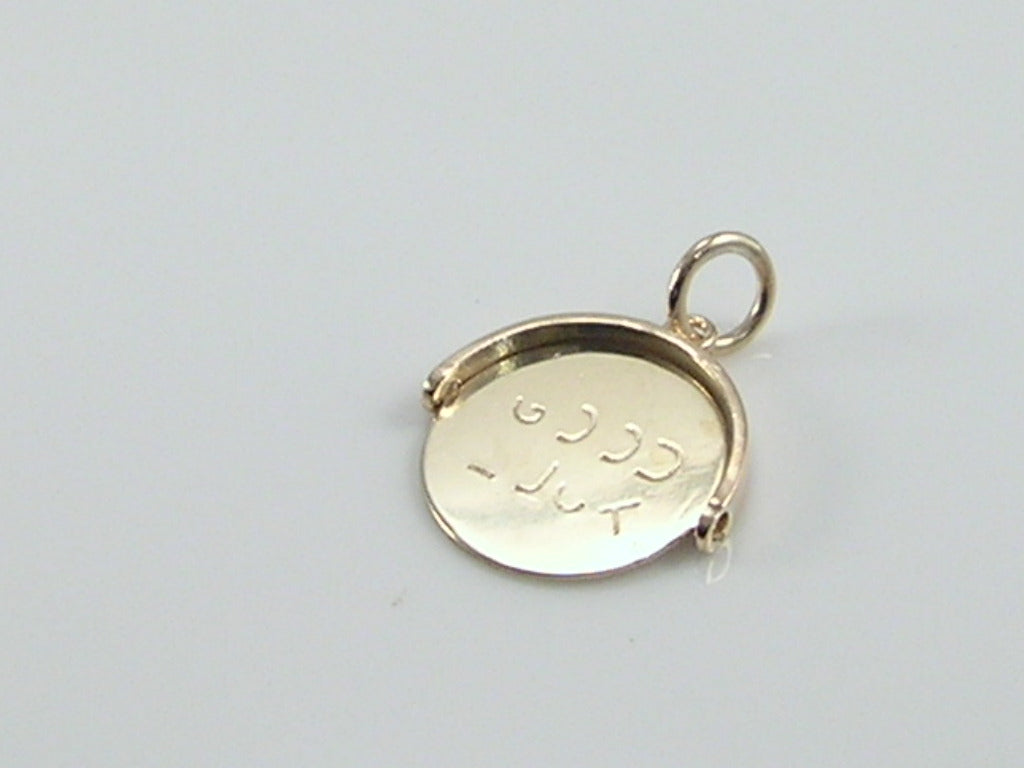 Vintage 9ct Gold GOOD LUCK Spinner Charm Pendant H/MK 1963