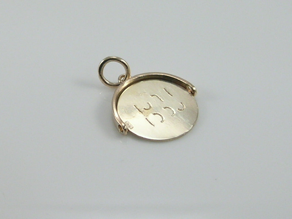 Vintage 9ct Gold GOOD LUCK Spinner Charm Pendant H/MK 1963