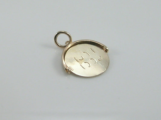 Vintage 9ct Gold GOOD LUCK Spinner Charm Pendant H/MK 1963