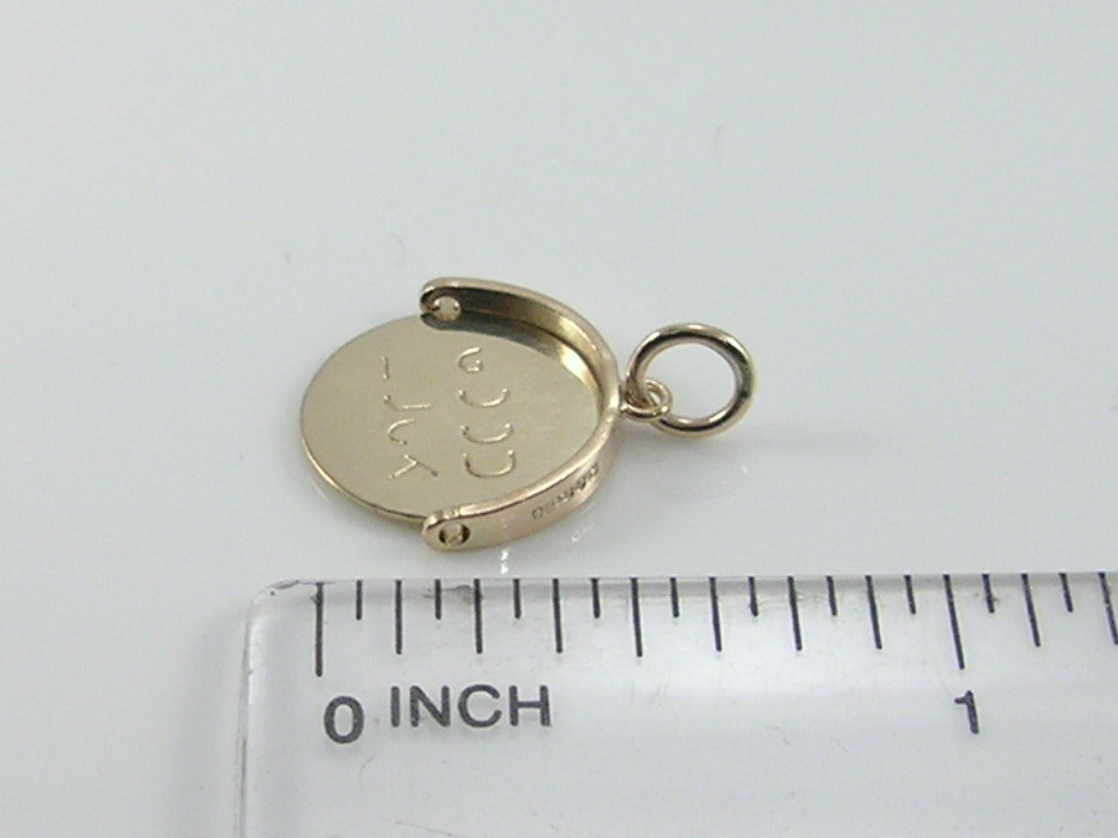 Vintage 9ct Gold GOOD LUCK Spinner Charm Pendant H/MK 1963