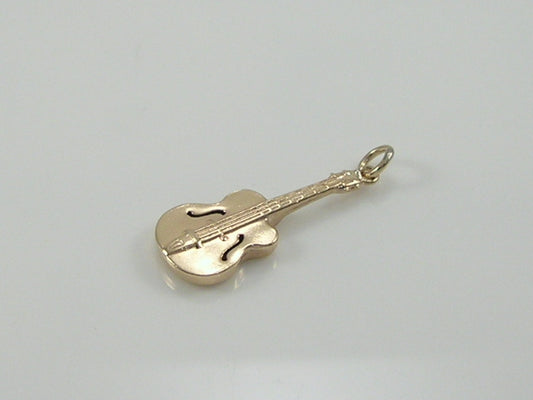 Vintage 3D 9ct Gold Guitar Pendant   H/MK 1958