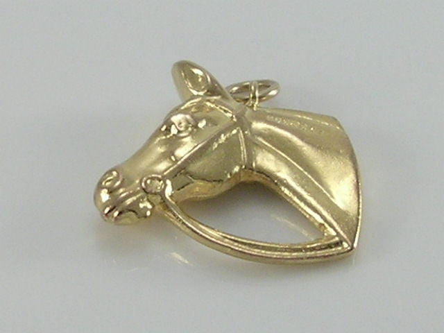 Vintage 3D 9ct Gold Horse Head Charm Pendant H/MK 1964