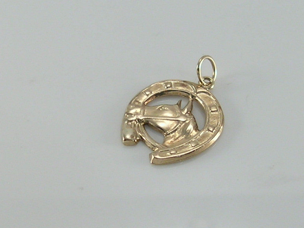 Vintage 9ct Gold Lucky Horseshoe Horse Head Charm H/MK 1959