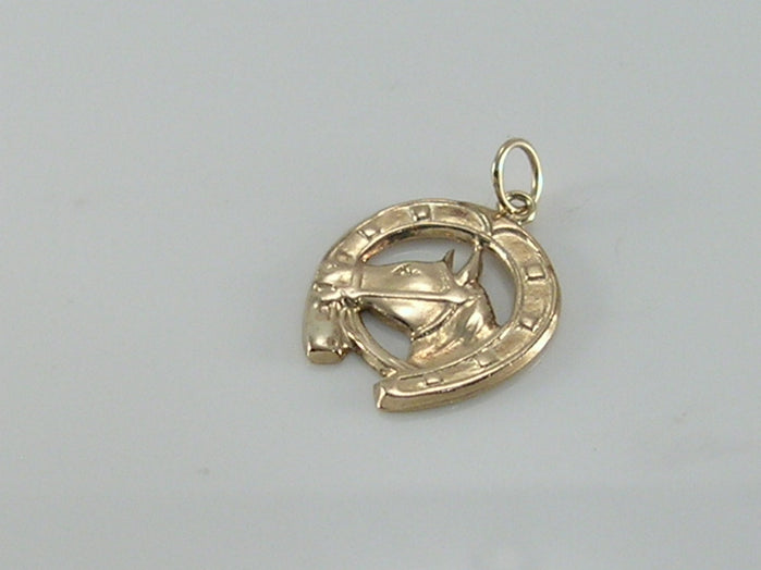 Vintage 9ct Gold Lucky Horseshoe Horse Head Charm H/MK 1959