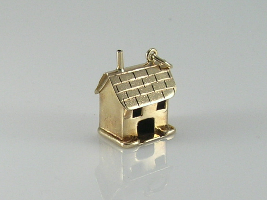 Vintage 9ct Gold House Cottage Charm Pendant H/MK 1975