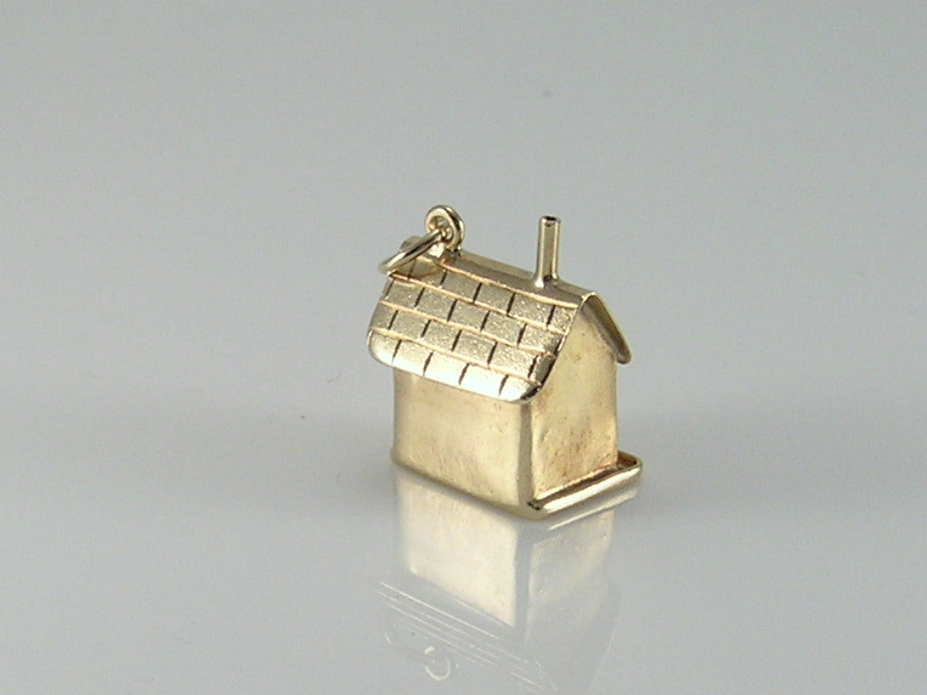Vintage 9ct Gold House Cottage Charm Pendant H/MK 1975