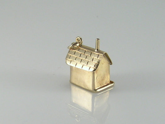 Vintage 9ct Gold House Cottage Charm Pendant H/MK 1975