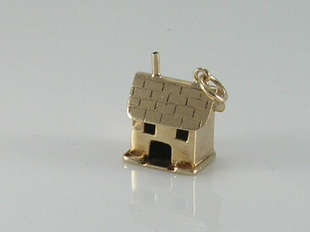 Vintage 9ct Gold House Cottage Charm Pendant H/MK 1975
