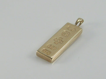 Vintage 9ct Gold Ingot Bar Pendant