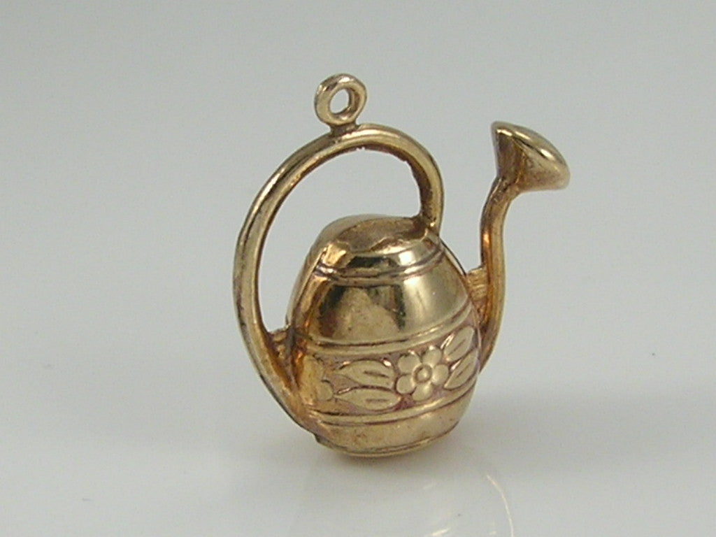 Vintage 9ct Gold Floral Garden Watering Can Charm